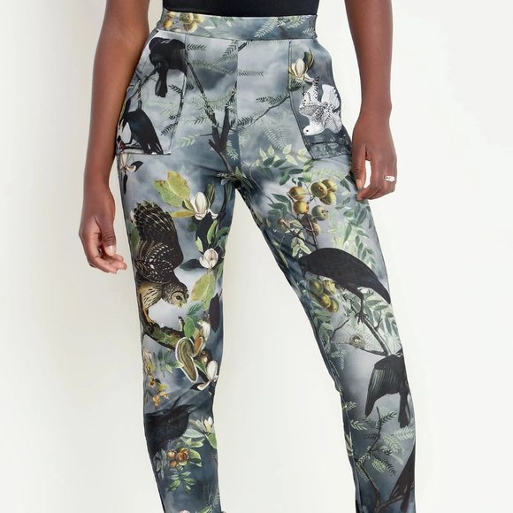 Blackmilk Pants - BlackMilk Night Birds Cuffed Pants
